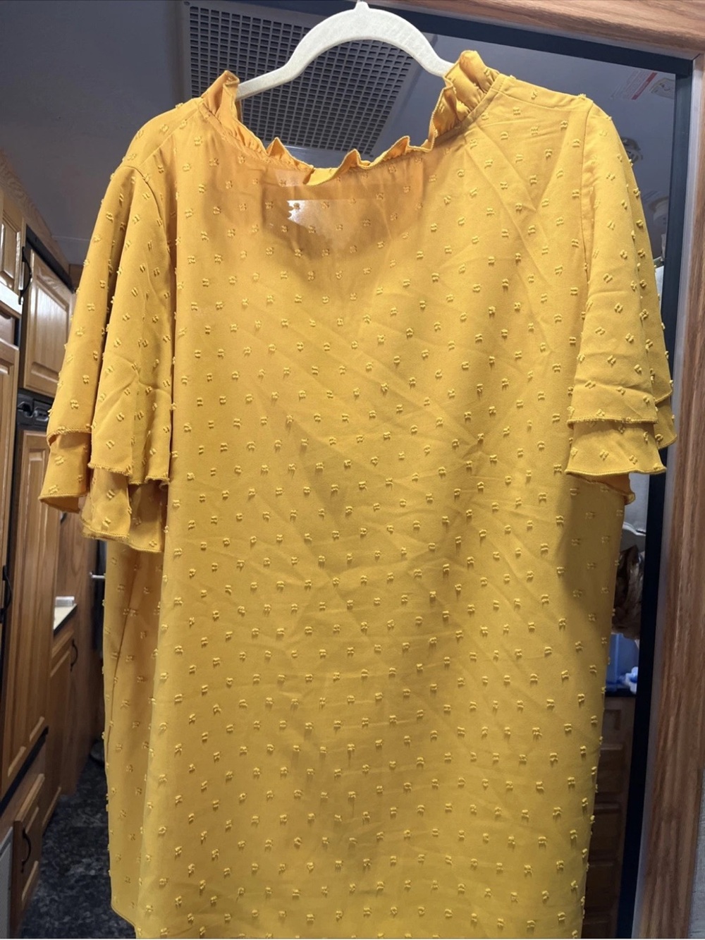 SHEIN CURVE Mustard Yellow Ruffle Yoke Top - Picture 10 of 12